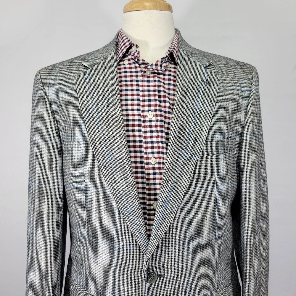 VTG Stafford Men's Sport‎ Coat Blazer Two Button Gray Plaid Size 42L